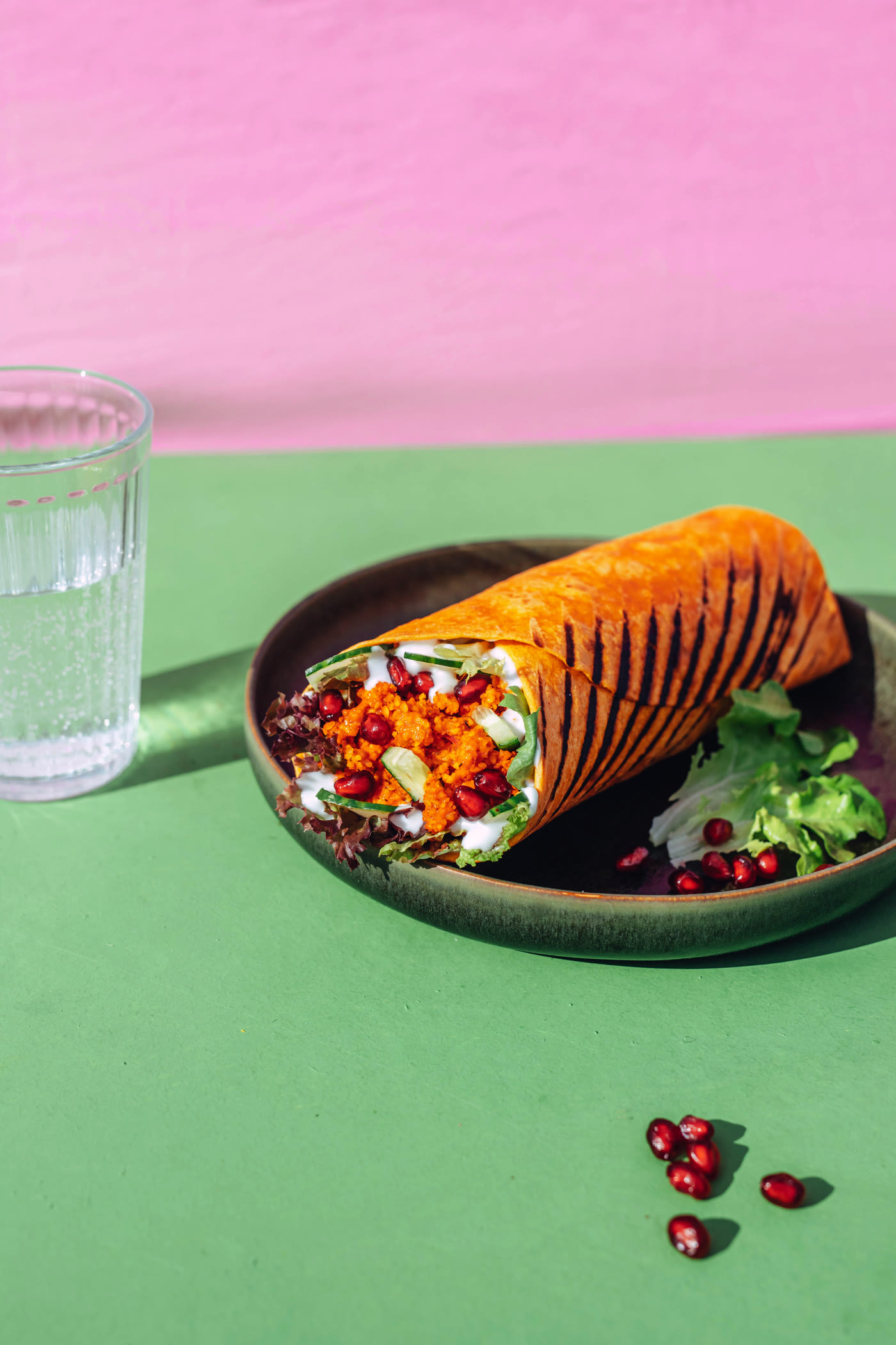Frisch zubereiteter immergrün-Wrap